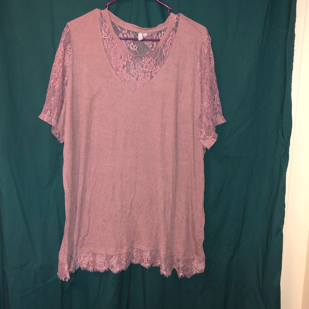Asos brand mauve lace short sleeve shirt